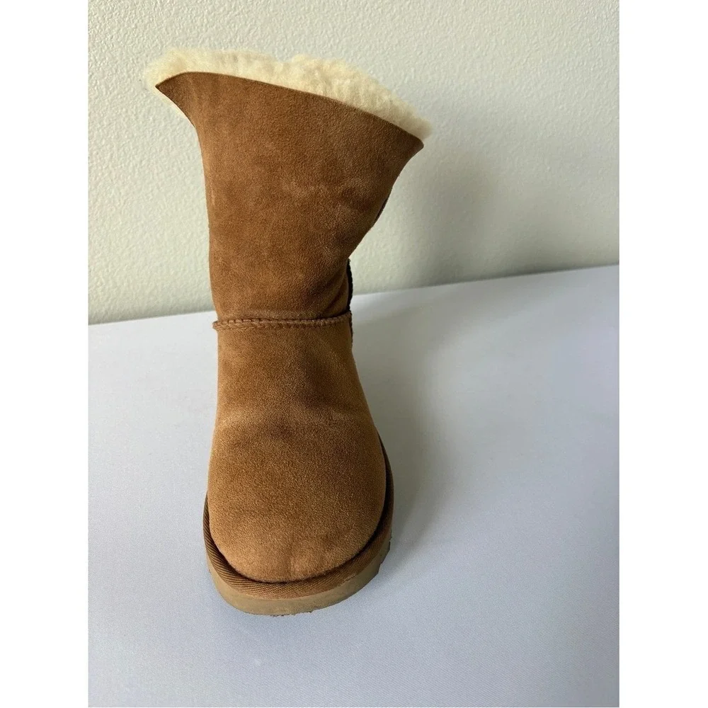 UGG Suede Boots Nash Chestnut Shearling Mid-Calf Boot with Buckle